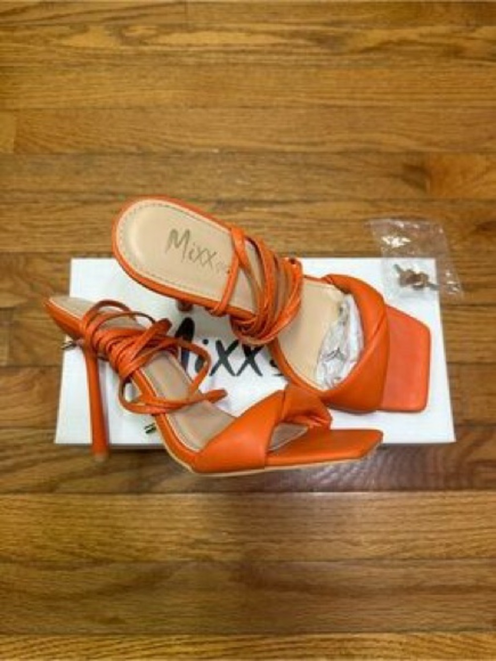 Orange Strappy High Heel Sandals